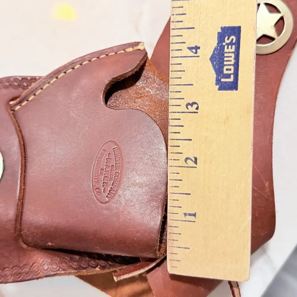 Vintage HUNTER Western Star Concho Leather Gun Holster Ammo Belt Large 39-35”